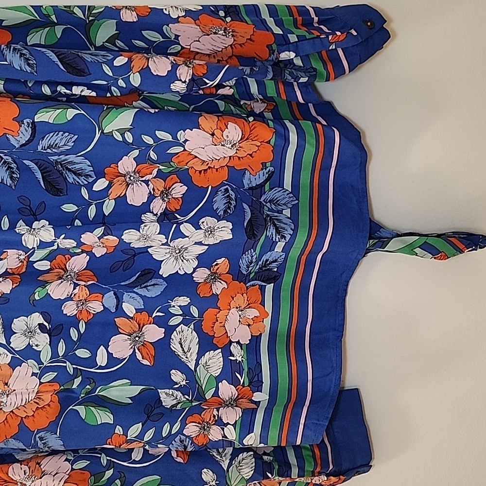Anthropologie Blue Floral Tie-Front Blouse - Picture 14 of 16